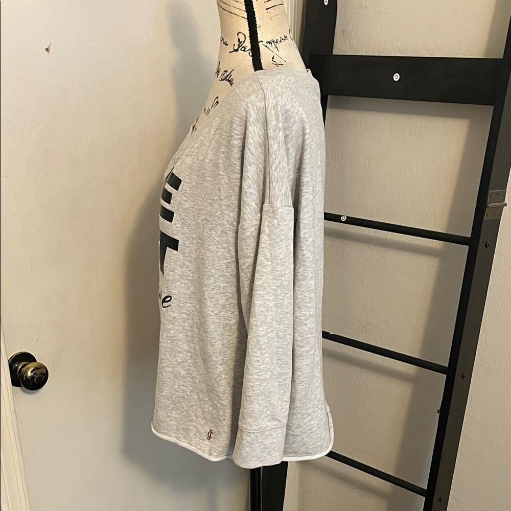 Juicy Couture Live Fast Die In Couture Gray Graphic Pullover Top Comfy Cozy - Picture 4 of 9